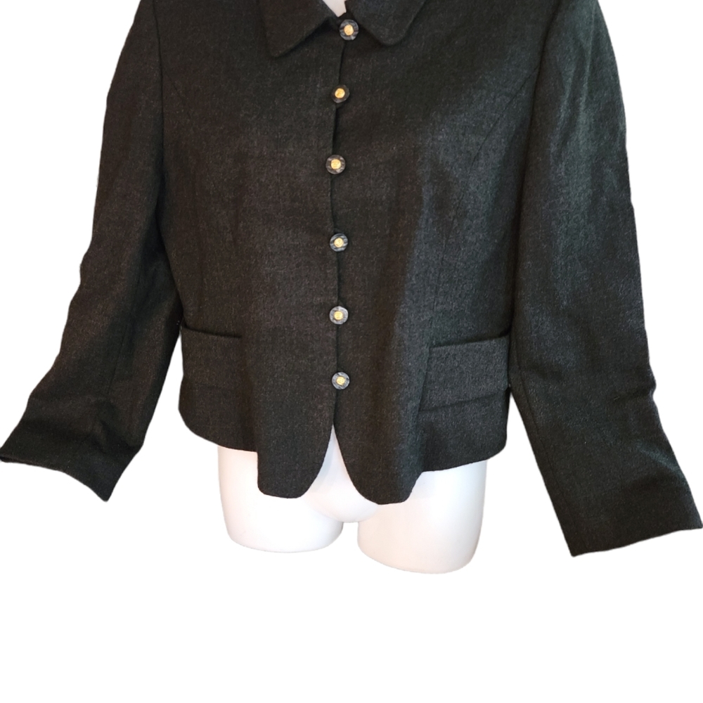 Jacket 11, (Similar to Size 10 USA) Black 98% Wool, Buttons, Design by Blancheur